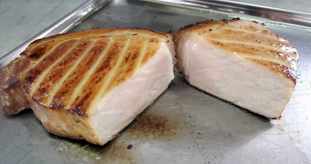 The IXON ASAP pork chop after searing The IXON ASAP pork chop after searing