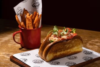 lobster Roll Served with Sweet Potato Fries