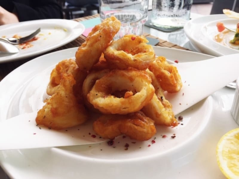 Fried calamari at Waterfront Bar & Terrace, Harbour Grand Kowloon Hong Kong