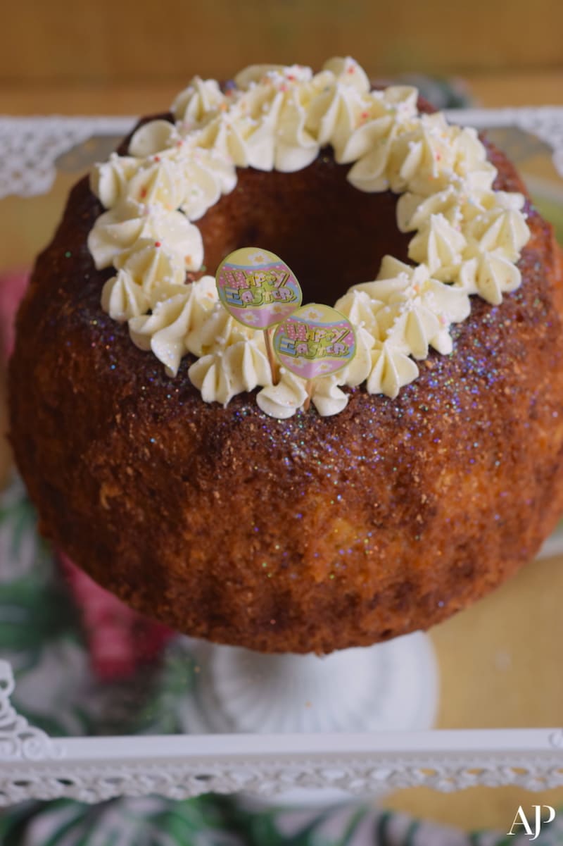 Tropical Easter Cake with Almond Custard Buttercream