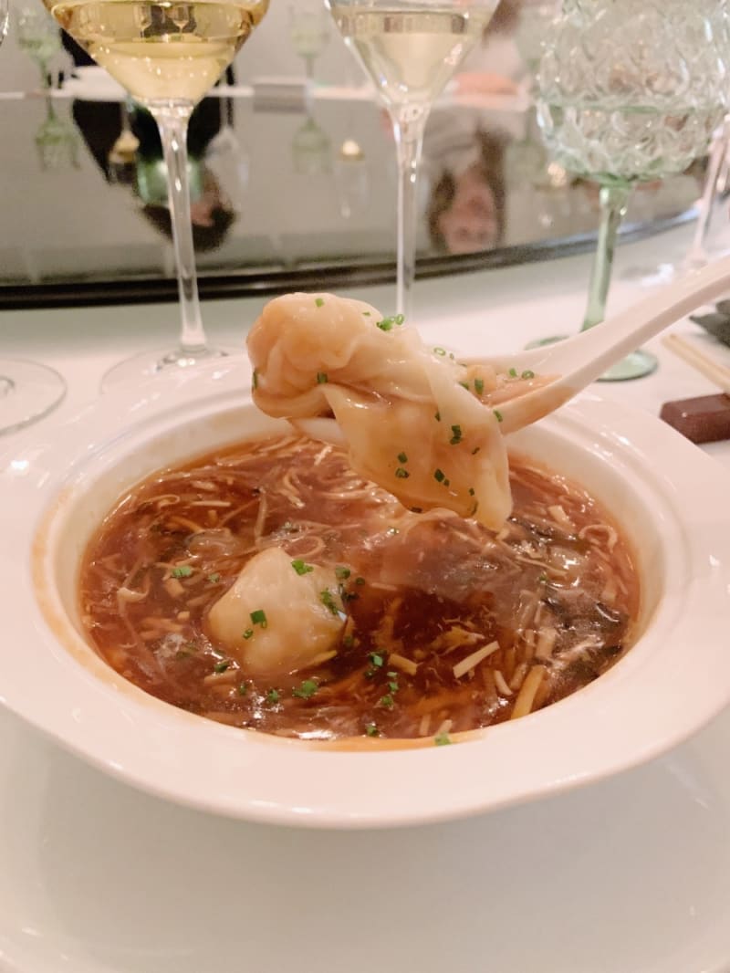 Hot and sour soup with prawns and Waveney Valley minced pork at Duddell’s Hong Kong