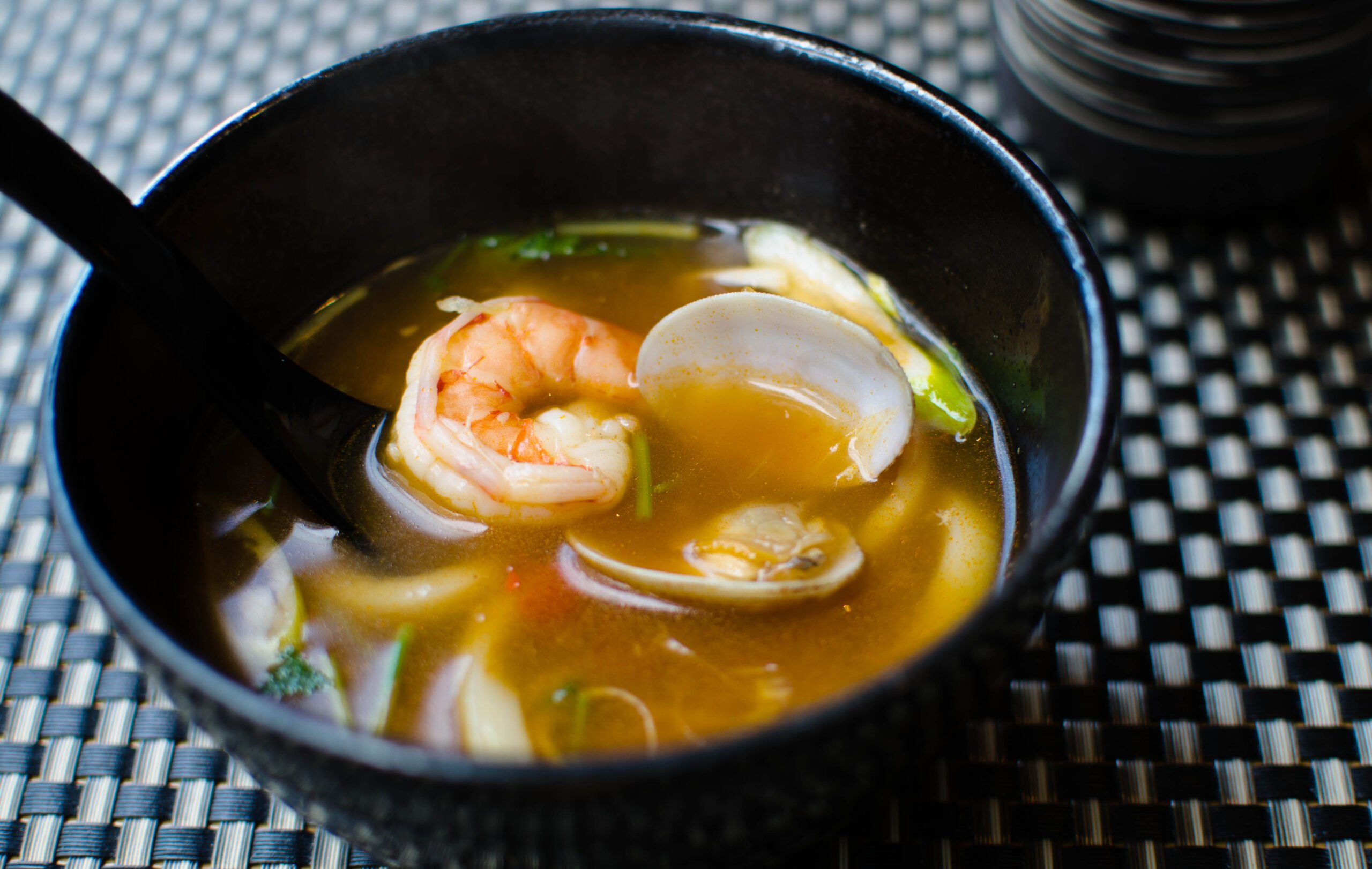 Homemade Udon with Seafood and Tomato Soup