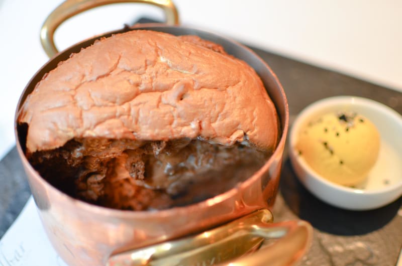 Chocolate souffle at Beefbar HK