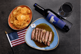 Lobster Vichyssoise and in house dry aged Sirloin with US potato chips