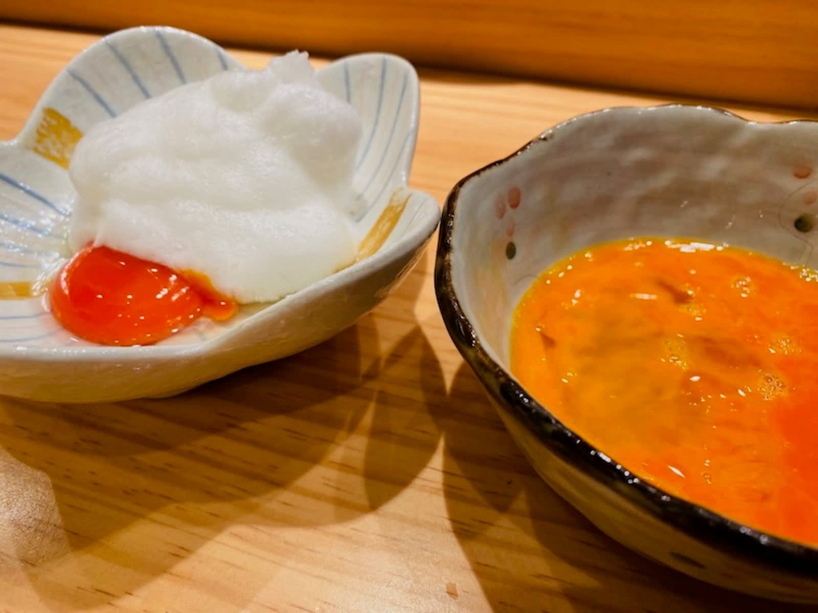 First Look: At Sukiyaki Isekuma, Choose a 6- or 9-Course Omakase Dinner 9 For dipping your meat and veg, there are two egg dips made with eggs from Yamaguchi