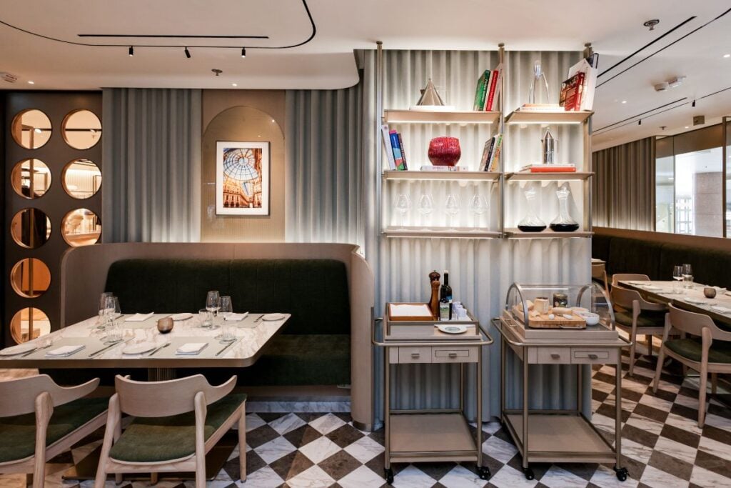Locanda CANALI, the luxury Italian menswear brand’s Tsim Sha Tsui restaurant interior shot