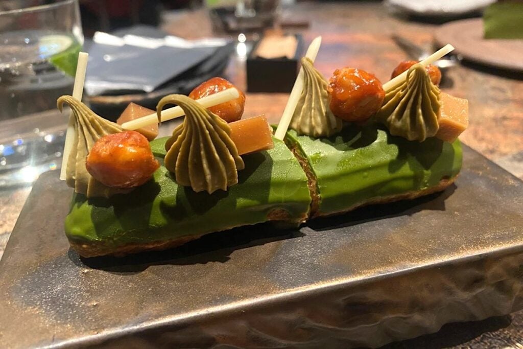 GYU+bar by miyoshi review: Japanese-French restaurant in Causeway Bay explores wood-fired cooking 5 hojicha éclair GYU+bar by miyoshi review