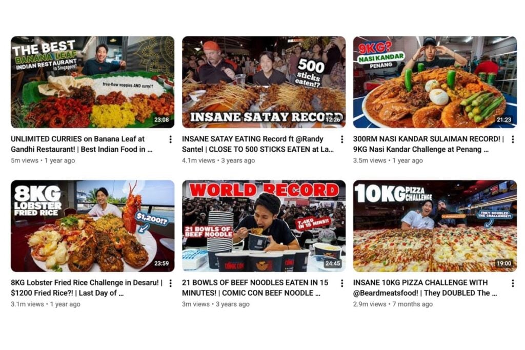 Singapore’s competitive eater Zermatt Neo has eaten everything and is still hungry for more 2 Singapore Zermatt Neo competitive eater top performing YouTube videos