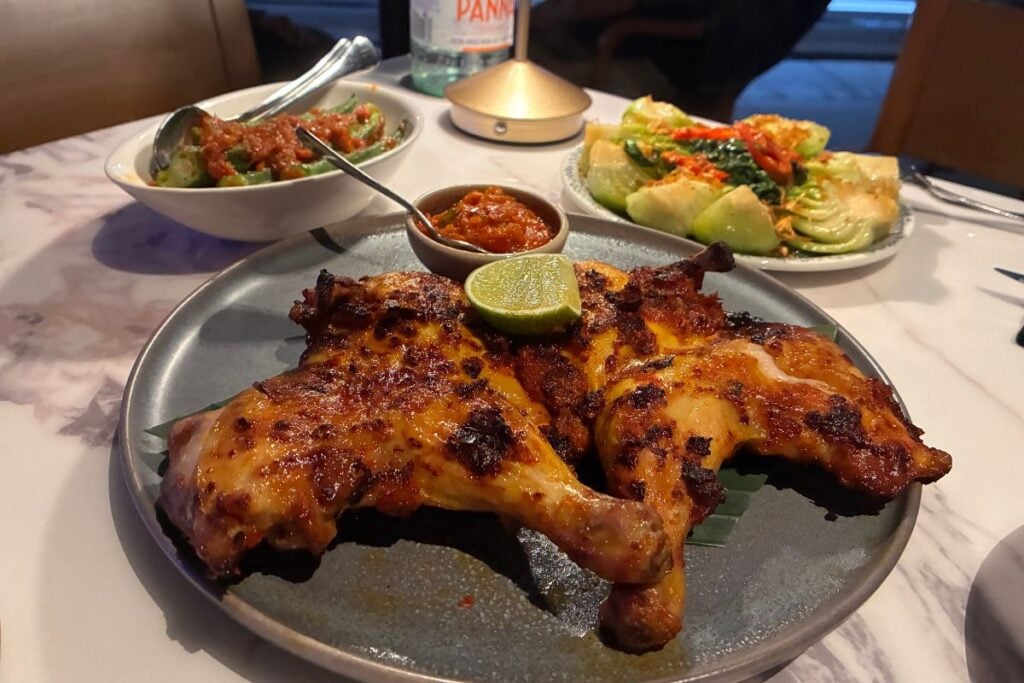 The Orient steakhouse review Turmeric grilled chicken with okra, sambal ulek and garlic & chilli bok choy