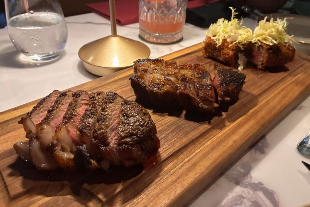 The Orient steakhouse review Szechaun crusted striploin, rujak glazed ribeye, and Thai crispy tenderloin
